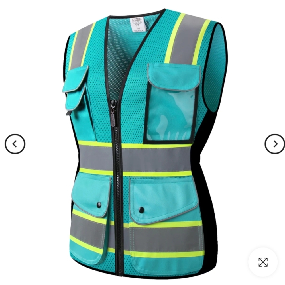 Peacock Teal Medium Reflective Hi Vis Safety Vest with Pockets